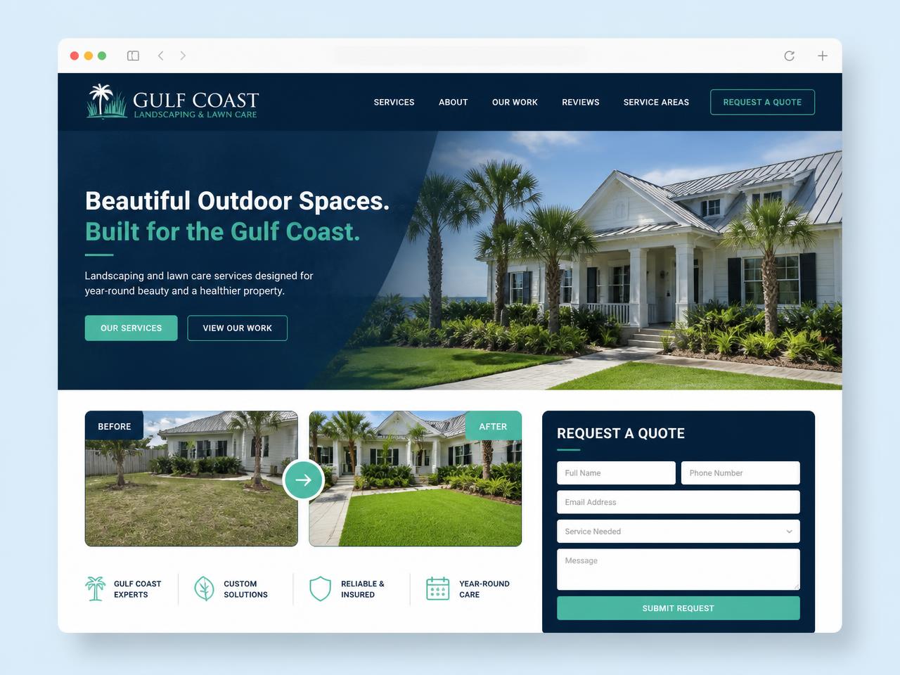 Gulf Coast Landscaping website design mockup by Eastern Shore Digital Co.