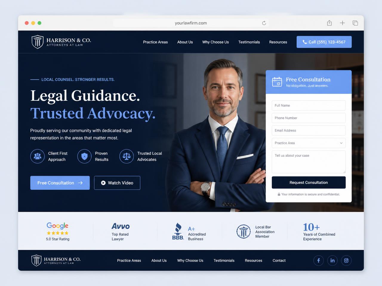 Harrison & Co. Attorneys website design mockup by Eastern Shore Digital Co.